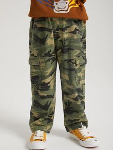 SHEIN 小男童迷彩印花工裝牛仔褲 - 彩色 - 查看 4