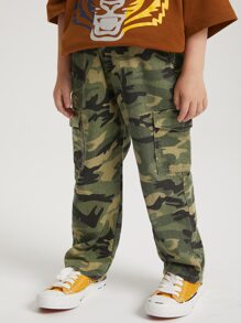 SHEIN 小男童迷彩印花工裝牛仔褲 - 彩色 - 查看 5