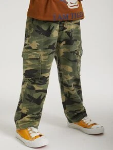 SHEIN 小男童迷彩印花工裝牛仔褲 - 彩色 - 查看 6