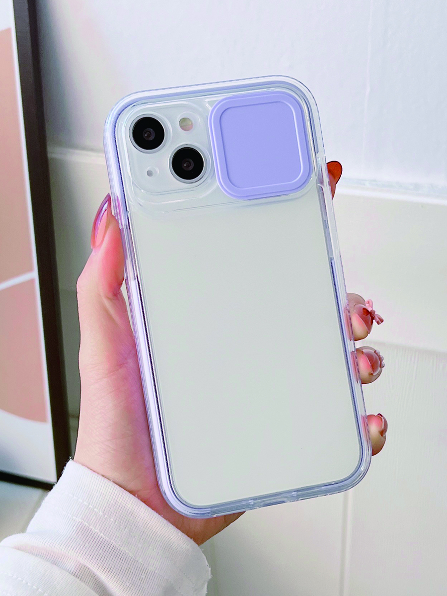 Vỏ điện thoại trong suốt khung tương phản - Màu tím - Xem 1