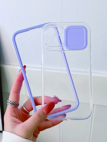 Vỏ điện thoại trong suốt khung tương phản - Màu tím - Xem 3