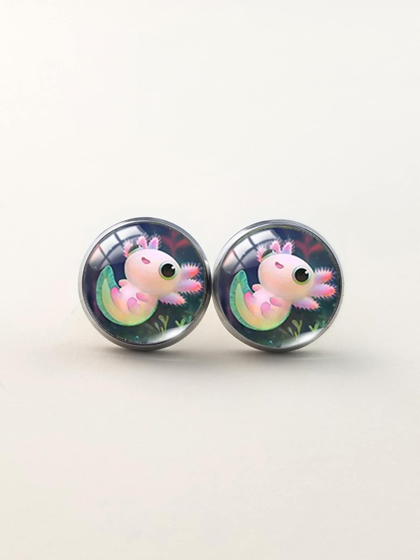 Cartoon Graphic Round Stud Earrings
