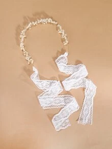 Băng đô trang trí tóc giả ngọc trai cho bé gái - trắng - Xem 2