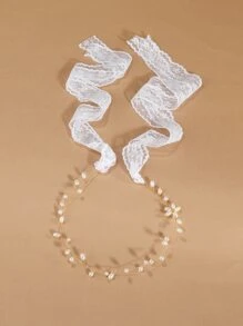 Toddler Girls Faux Pearl Decor Hair Band - White - View 1
