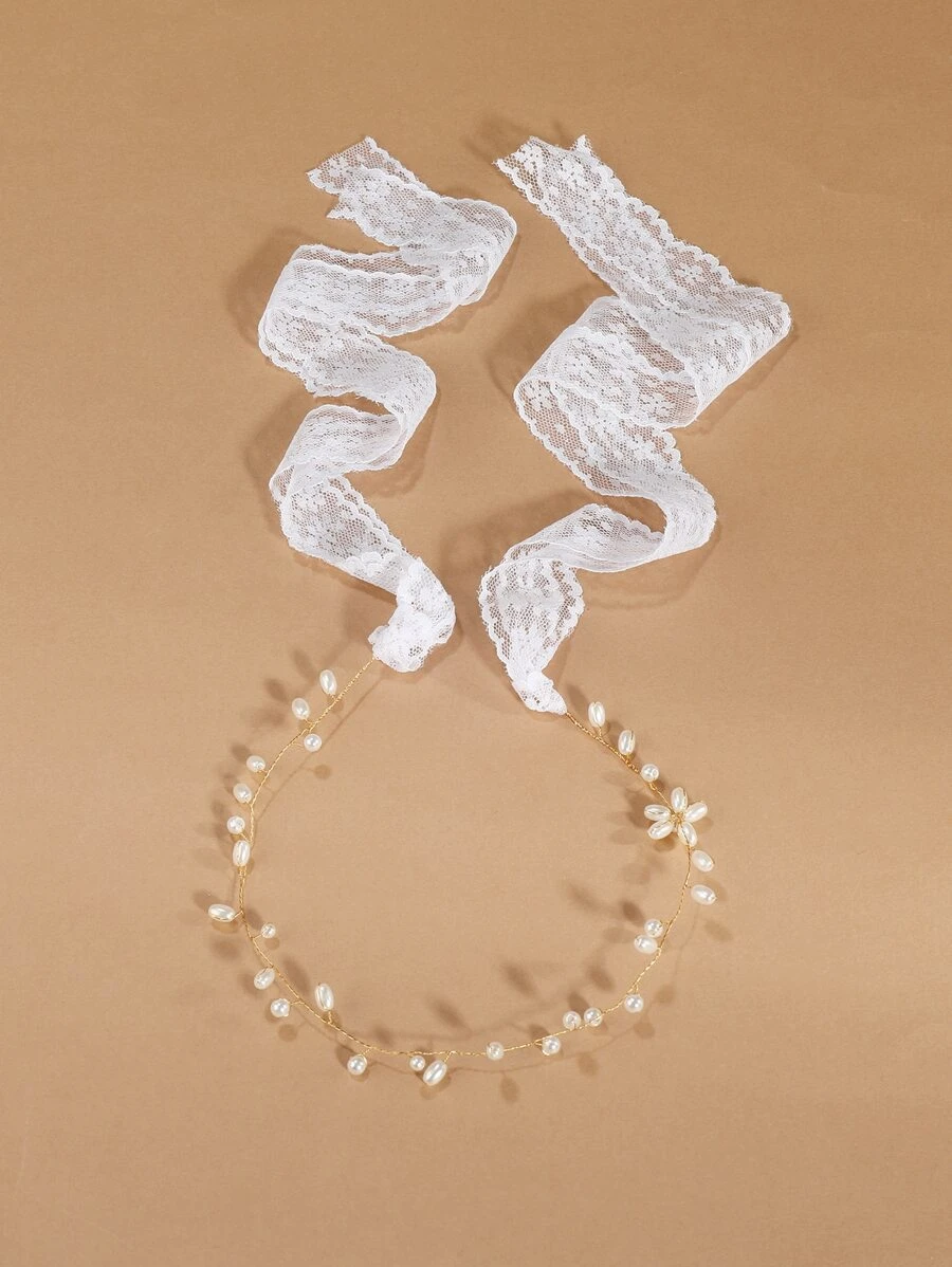 Toddler Girls Faux Pearl Decor Hair Band - White - View 1