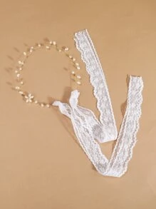 Toddler Girls Faux Pearl Decor Hair Band - White - View 2