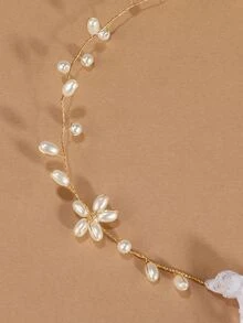 Toddler Girls Faux Pearl Decor Hair Band - White - View 3