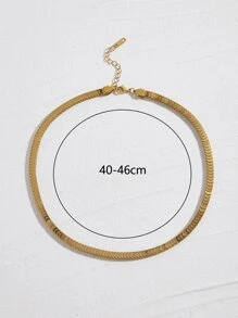 極簡風格素色項鍊 - 金黃色 - 查看 3