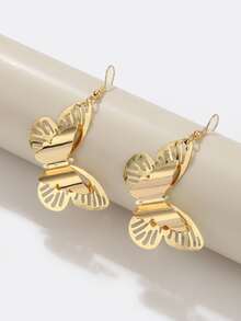 鏤空蝴蝶耳墜 - 金黃色 - 查看 2