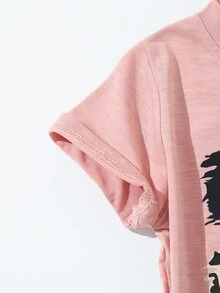 小女童1入組豹紋和字母圖案T恤 - 粉色 - 查看 4