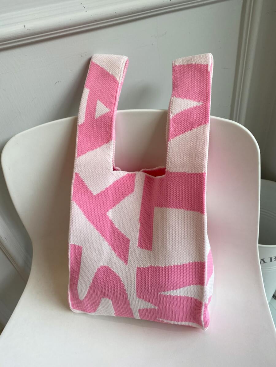 Bolso con estampado de letra de croché - Rosa - Ver 1