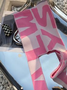 Bolso con estampado de letra de croché - Rosa - Ver 2