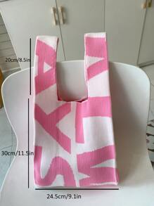 Bolso con estampado de letra de croché - Rosa - Ver 3