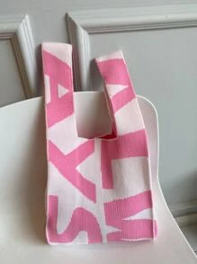 Bolso con estampado de letra de croché - Rosa - Ver 6