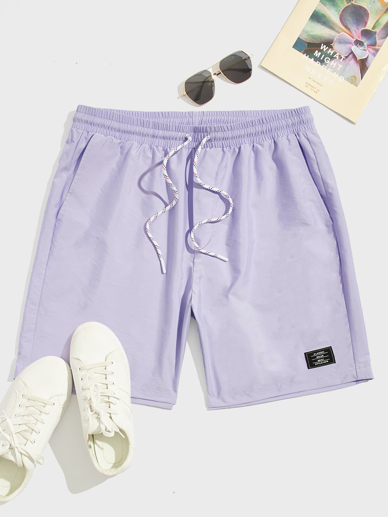 Manfinity VCAY Men Patch Detail Drawstring Waist Shorts - Lilac Purple - View 1