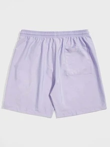 Manfinity VCAY Men Patch Detail Drawstring Waist Shorts - Lilac Purple - View 2