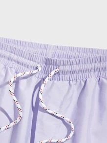Manfinity VCAY Men Patch Detail Drawstring Waist Shorts - Lilac Purple - View 3