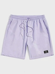 Manfinity VCAY Men Patch Detail Drawstring Waist Shorts - Lilac Purple - View 5
