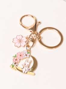 Móc khóa quyến rũ Hoa & Thỏ - Nhiều màu - Xem 2