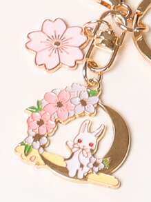 Móc khóa quyến rũ Hoa & Thỏ - Nhiều màu - Xem 3