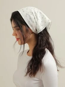 1件碎花褶皱发带，沙滩/度假发饰头巾发带吸汗带，适合上学、大学、秋冬季节佩戴，女士度假装扮优雅围巾，柔软头巾