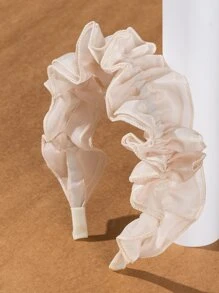 Diadema con encaje fruncido - Beis - Ver 1