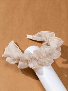 Diadema con encaje fruncido - Beis - Ver 2