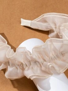 Diadema con encaje fruncido - Beis - Ver 3