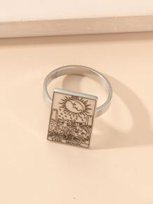 The Moon Tarot Card Ring - Silver - View 3