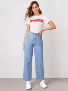 Bleach Wash High-Rise Baggy Jeans - Medium Wash - View 3