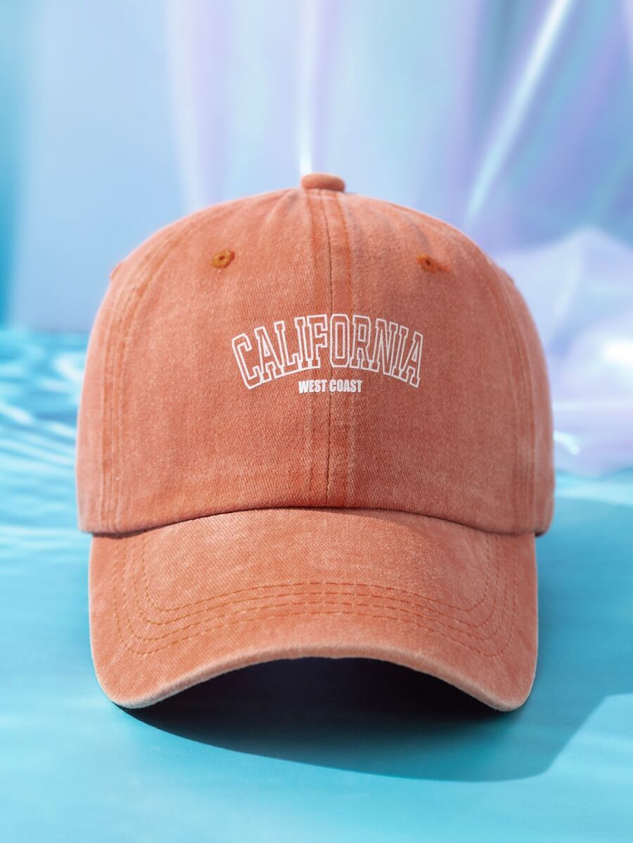 1pc California Washed Baseball Cap, Couple Candy-Colored Hat For Girls, Stylish Sun Hat For Men & Women, Outdoor Leisure Sun Protection - Orange - View 1
