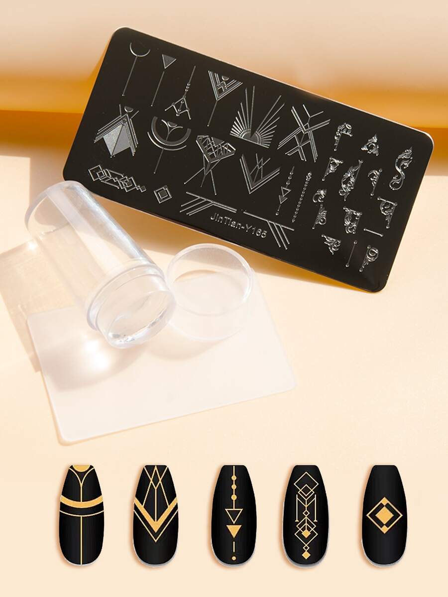 3 cái Nail Art Template & Stamper & Squeegee Set - Nhiều màu - Xem 1