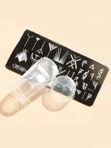 3 cái Nail Art Template & Stamper & Squeegee Set - Nhiều màu - Xem 4
