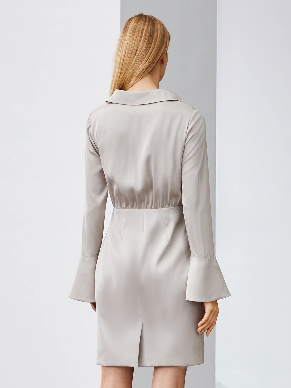 MOTF BELL SLEEVE DRAPED SHIRT DRESS