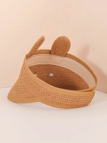 小女童卡通形狀遮陽帽 - 卡其色 - 查看 3