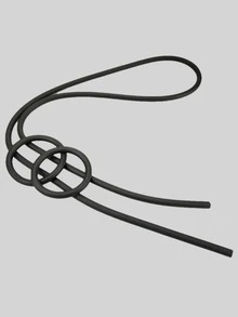 1pc Round Pendant Rubber Necklace - Black - View 3