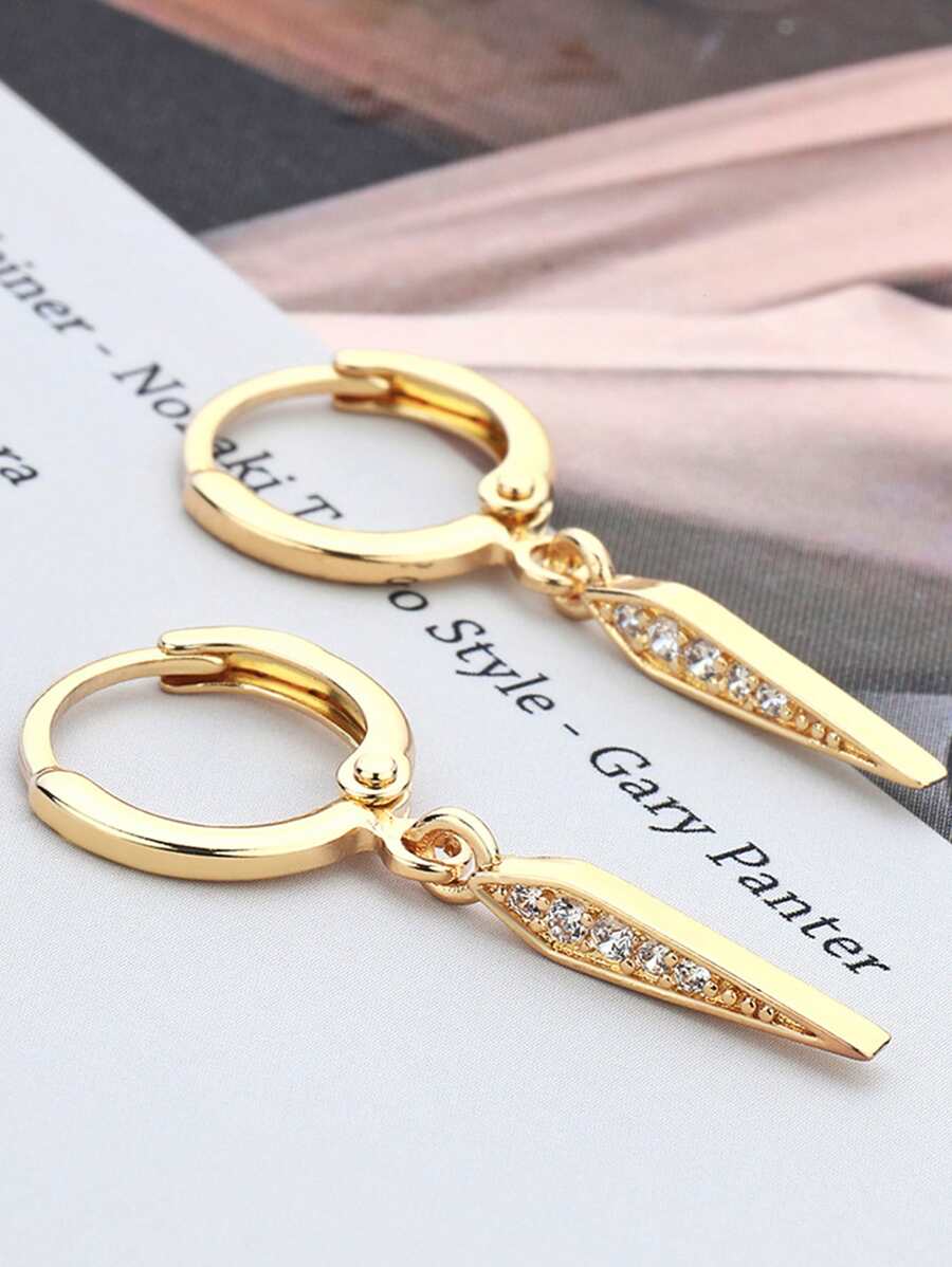 Pendientes largos con diseño de circón - Amarillo Oro - Ver 1