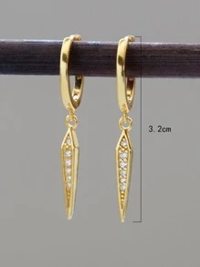 Pendientes largos con diseño de circón - Amarillo Oro - Ver 3