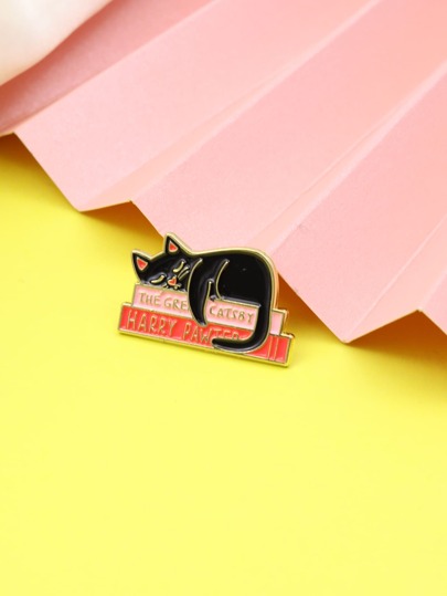 Toddler Kids Cartoon Cat & Book Design Brooch