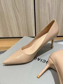 Giày cao gót Nữ màu trơn Thanh lịch - Màu be - Xem 1