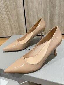 Giày cao gót Nữ màu trơn Thanh lịch - Màu be - Xem 3