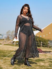 Dreamara Plus Constellation Print Metallic Dress Without Belt & Lingerie