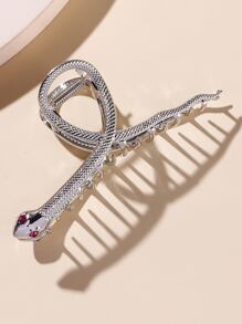 Rhinestone Decor Snake Design Hair Claw - Silver - View 1