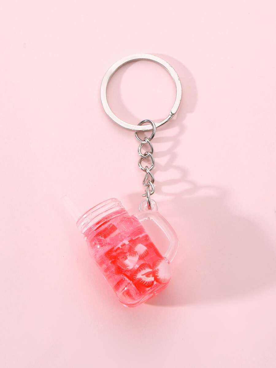 瓶子墜飾鑰匙圈 - 紅色 - 查看 1