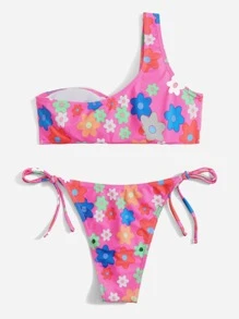 ROMWE Floral Print Bikini For Summer Beach - Multicolor - View 7