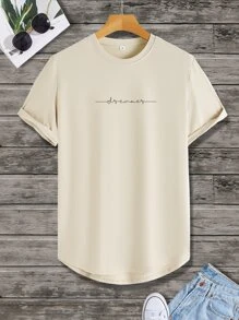 Manfinity Homme Tops Nam Lá thư Giải trí - Màu Khaki - Xem 1