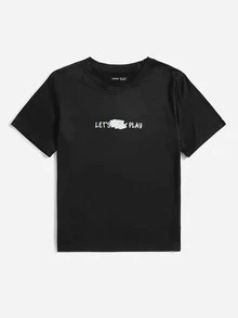 Mulvari Cartoon & Slogan Graphic Tee - Black - View 3