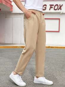 Manfinity Men Suit Pants Túi màu trơn - Màu Khaki - Xem 4