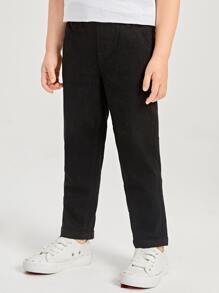 SHEIN Young Boy Slant Pocket Jeans - Black - View 3