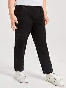 SHEIN Young Boy Slant Pocket Jeans - Black - View 4